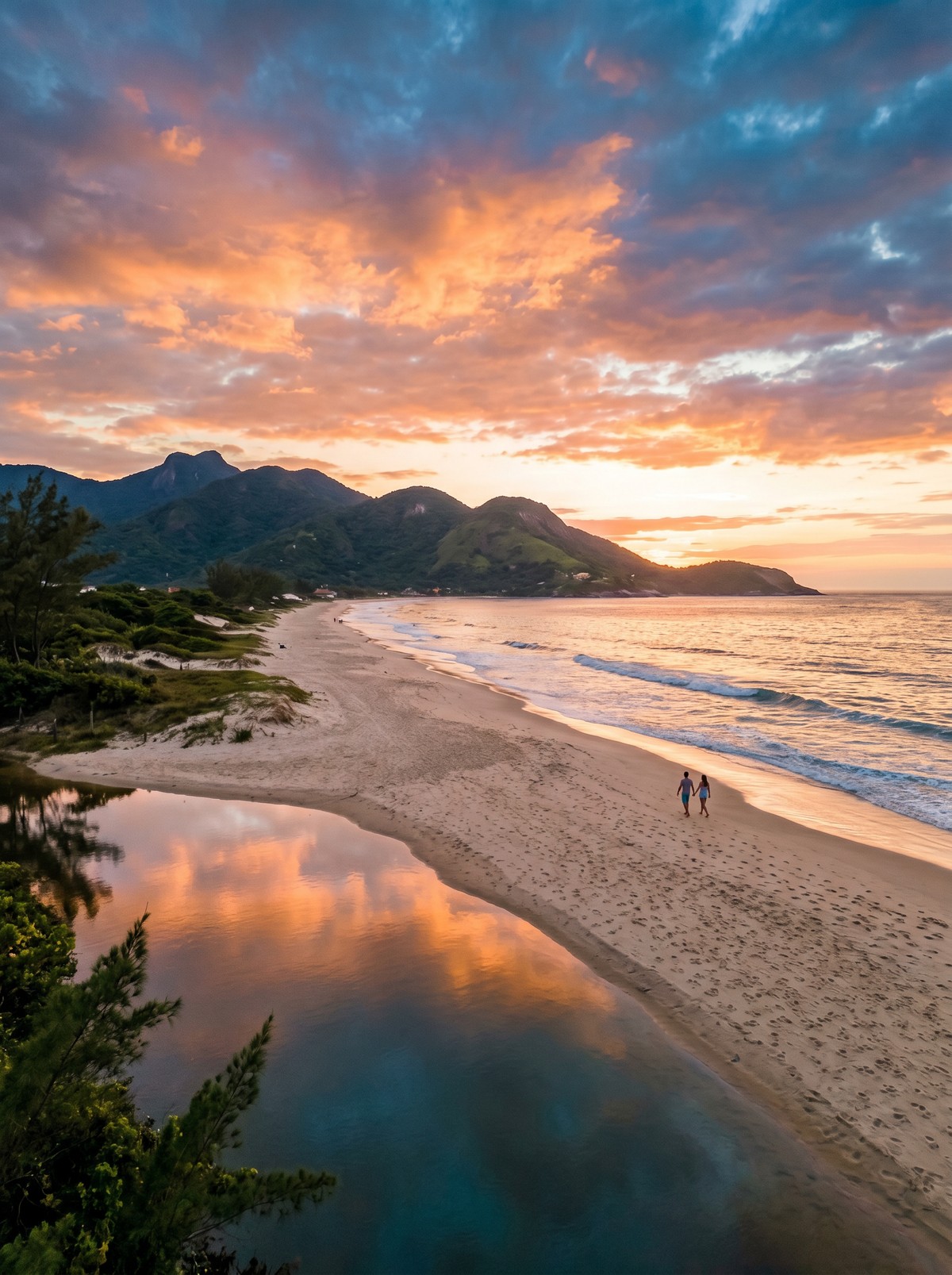 Praia de Maricá ao pôr do sol — a qualidade de vida do litoral fluminense